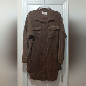 Ashley By 26 International Brown Ribbed Shirt Jacket Large